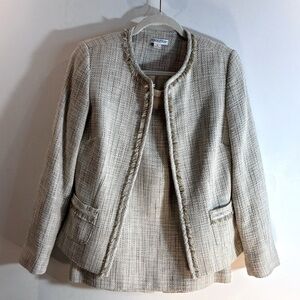 PENDLETON Sz 6 Jacket Sz 8 Skirt Suit Lined Tweed Hook Closure Shoulder Pads